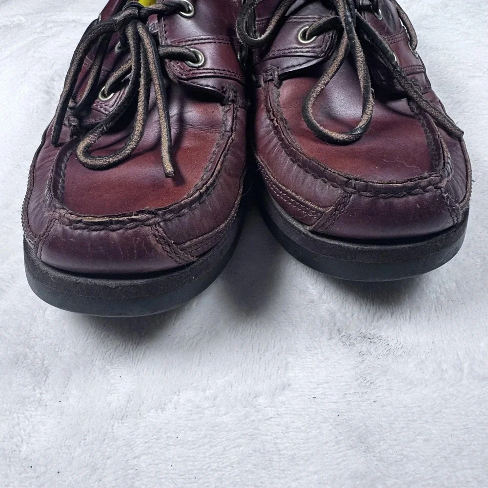 Timberland Boat Shoes Mens Size‎ 10 Burgundy Leather 2-Eye Deck Moc Gripstick
